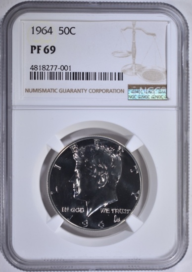 1964 KENNEDY HALF DOLLAR NGC PF69