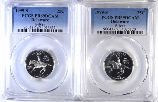 2 - 1999-S SILVER DELAWARE QTR PCGS