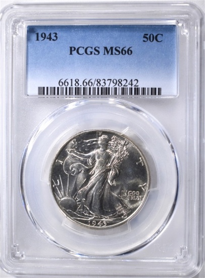 1943 WALKING LIBERTY HALF PCGS MS-66