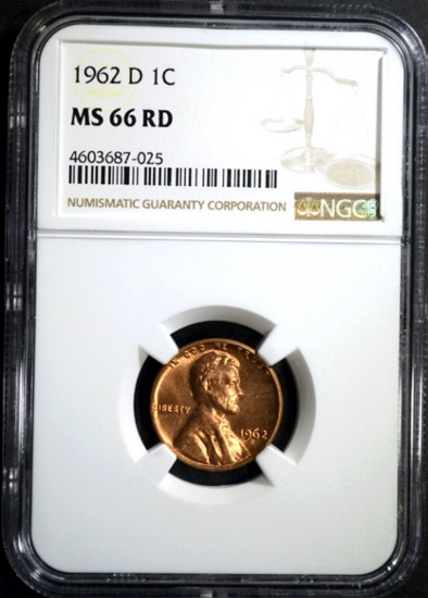 1962-D LINCOLN CENT NGC MS66 RD