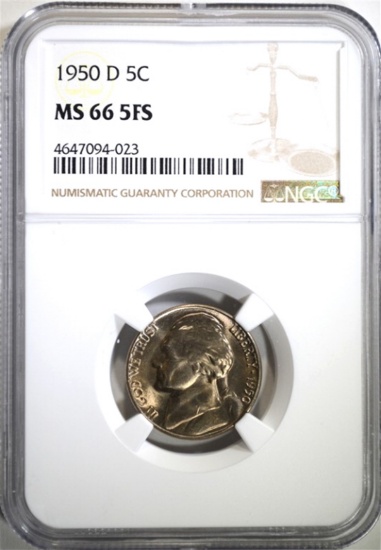 1950-D JEFFERSON NICKEL NGC MS66 5FS