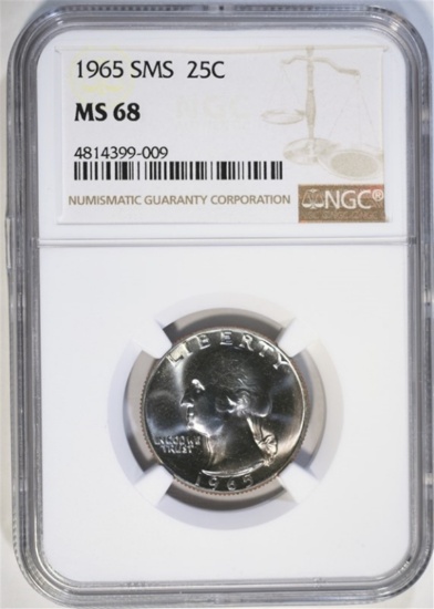 1965 SMS WASHINGTON QUARTER, NGC MS-68