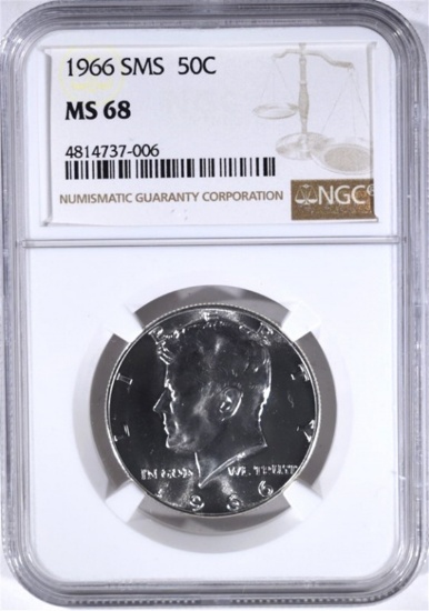 1966 SMS KENNEDY HALF DOLLAR, NGC MS-68