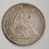 1853 ARROWS & RAYS SEATED HALF DOLLAR  AU