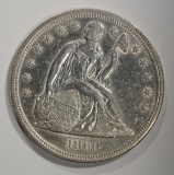 1860-O SEATED LIBERTY DOLLAR AU/BU CLEANED