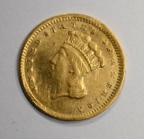 1857 C $1.00 GOLD  XF/AU