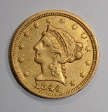 1844 C $2.50 GOLD  XF/AU