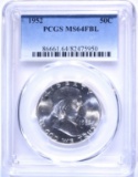 1952 FRANKLIN HALF DOLLAR, PCGS MS-64 FBL