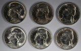 6-GEM BU 1942-P SILVER JEFFERSON NICKELS