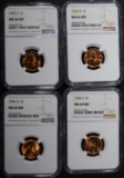 1954-D,S, & 55-D,S LINCOLN CENTS NGC MS-66 RD