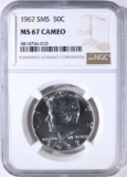 1967 SMS KENNEDY HALF DOLLAR NGC MS67