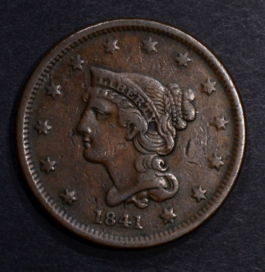 1841 LARGE CENT, XF BETTER DATE