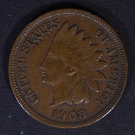 1908-S INDIAN CENT, VF/XF KEY COIN