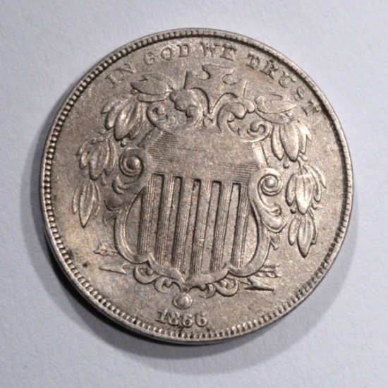 1866 RAYS SHIELD NICKEL XF