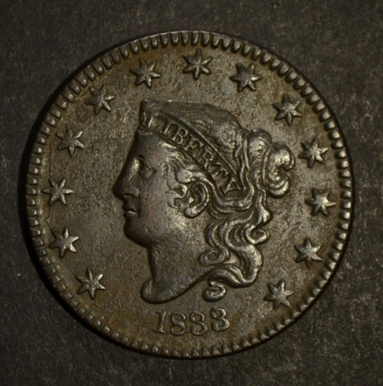 1833 LARGE CENT, XF