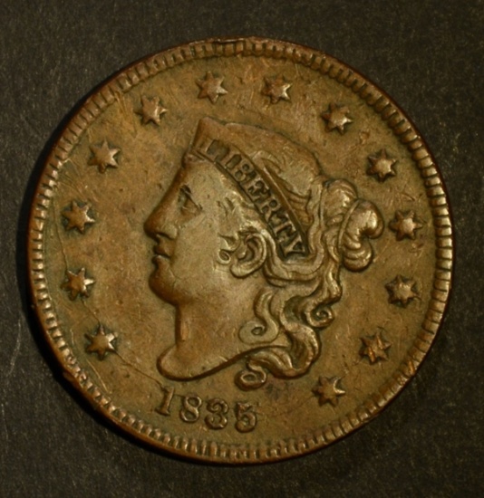 1835 LARGE CENT, VF/XF