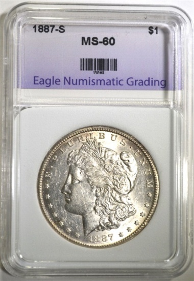 1887-S MORGAN DOLLAR, ENG UNC NICE!