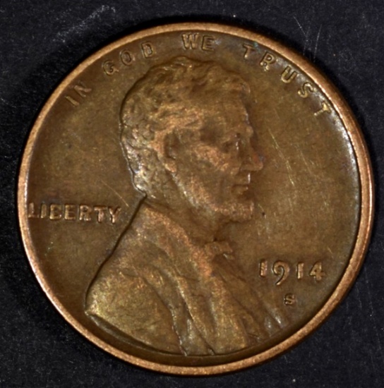 1914-S LINCOLN CENT XF