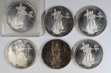 6 - 1oz .999 SILVER ROUNDS from
