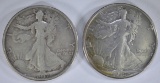 (2) WALKING LIBERTY HALF DOLLARS -
