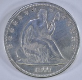 1877-CC SEATED HALF DOLLAR, XF