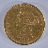 1885 $5.00 GOLD LIBERTY, AU