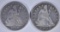 2 - SEATED HALF DOLLARS; 1848-O VG/F &