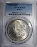 1878 7/8 TF MORGAN SILVER DOLLAR PCGS MS-63 WEAK