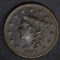 1837 LARGE CENT, VF a few scratches