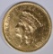 1856-S $3.00 GOLD  AU