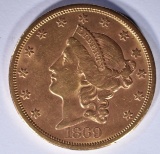 1869-S $20 GOLD LIBERTY BU RARE