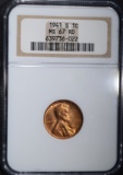 1941-S LINCOLN CENT, NGC MS-67 RED