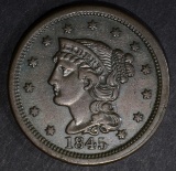 1845 LARGE CENT, XF