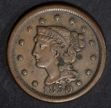 1850 LARGE CENT, VF/XF