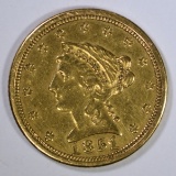 1851-O $2 1/2 GOLD LIBERTY  AU+