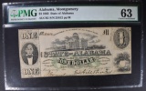 1863 $1 STATE OF ALABAMA