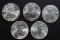 5-BU AMERICAN SILVER EAGLE ONE OUNCE COINS