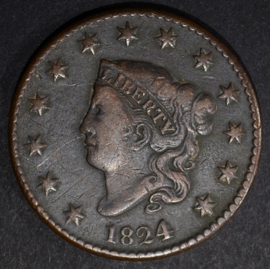 1824/2 LARGE CENT, VF