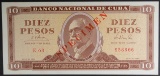 1965 10 PESOS CUBA #958866 SPECIMEN NOTE