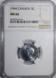 1944 CANADA 5 CENT NGC MS 66