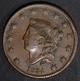 1834 LARGE CENT, XF