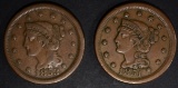 1851 XF & 1853 VF LARGE CENTS
