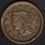 1857 LARGE CENT XF