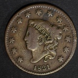 1831 LARGE CENT F/VF