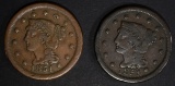 2 -1851 LARGE CENTS; VG & VF MINOR ISSUES