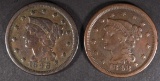 2 1848 LARGE CENTS 1 VF, 1 XF