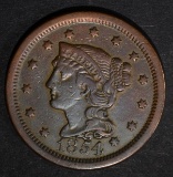 1854 LARGE CENT, XF