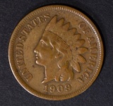 1909-S INDIAN HEAD CENT VF+ KEY COIN
