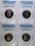 4 PROOF KENNEDY HALVES ALL PCGS GRADED