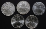 5-BU AMERICAN SILVER EAGLE ONE OUNCE COINS